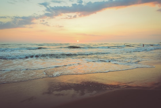 Lake Erie shoreline at sunset